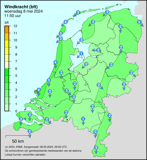 Klik voor de actuele windsnelheid in Nederland