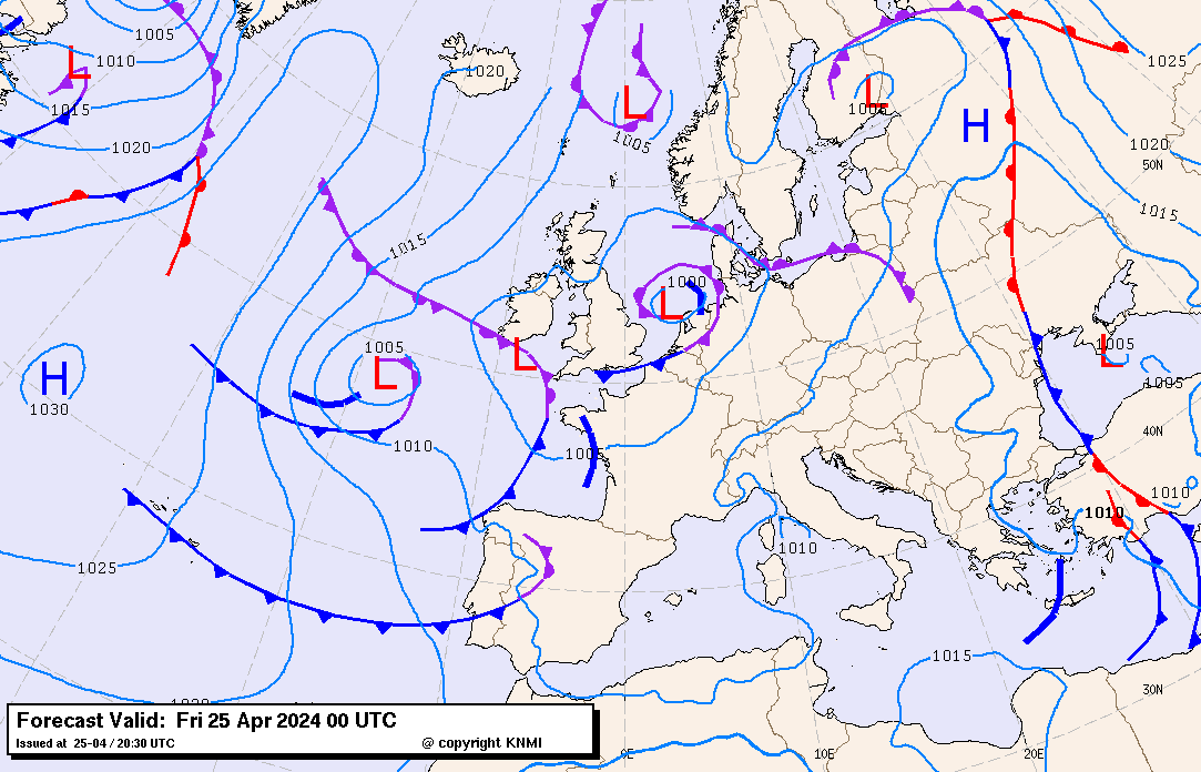 Mapka baryczna Europy wg knmi.nl