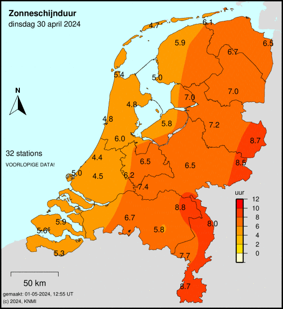Zonneschijnduur in Nederland - KNMI