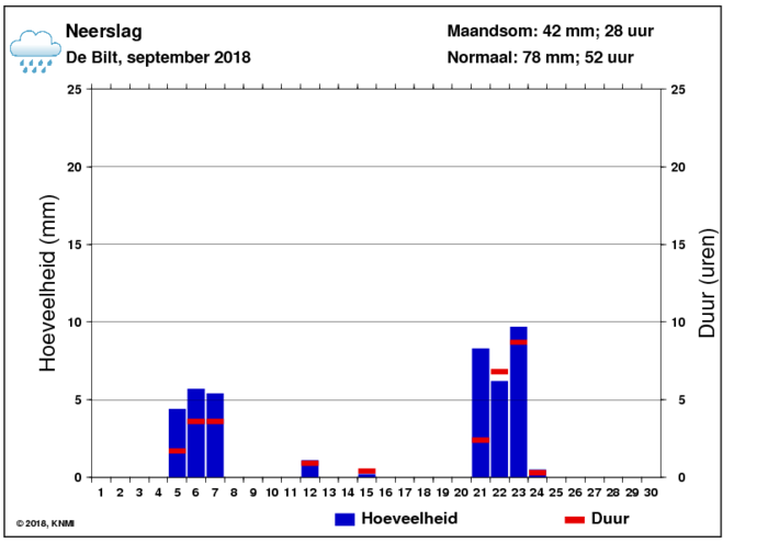 Neerslaggrafiek van september per dag