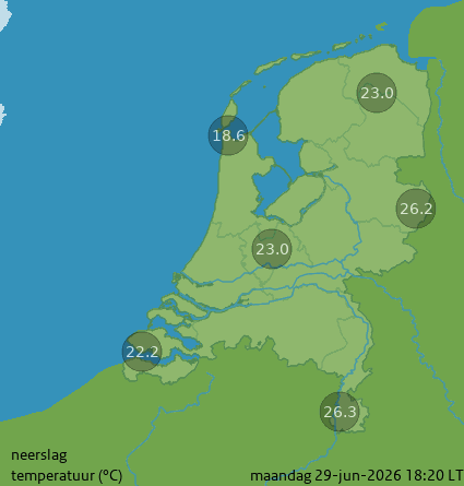 Nedbørsradar Waldijk - Uitgeest - Noord-Holland - Nederland