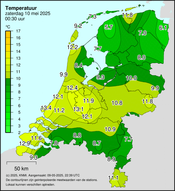 Temperatuur in graden Celcius