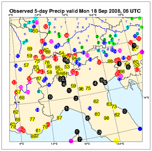 Neerslag Alpengebied 13-18 september 2006