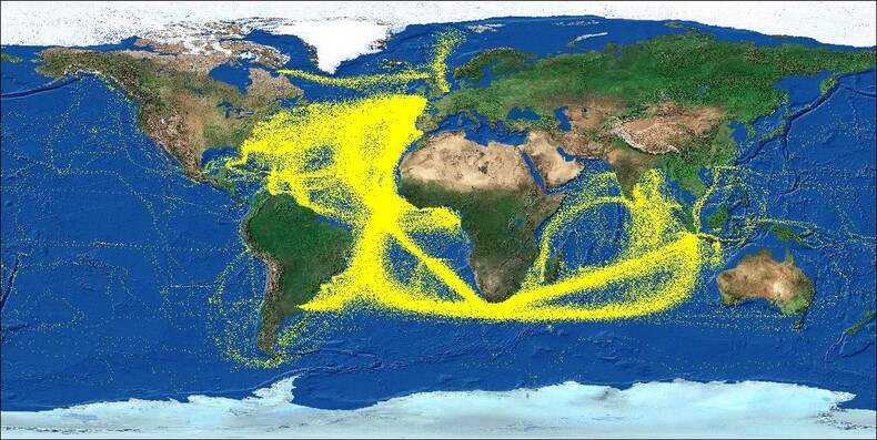 Scheepsroutes Cliwoc