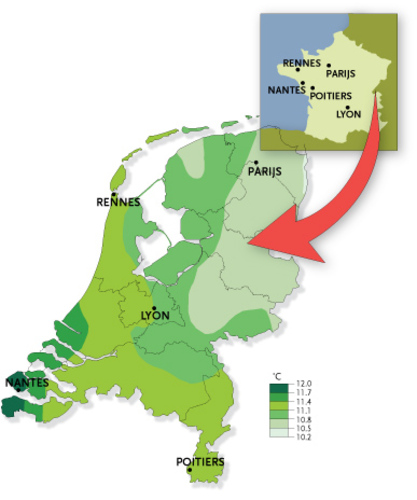 The temperature in 2006 and 2007 was comparable to the temperature in France