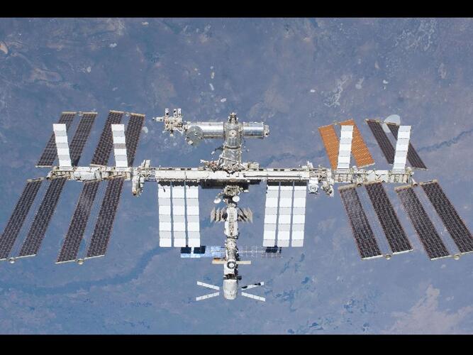 Het International Space Station waar RapidScat wordt geinstalleerd. Foto NASA