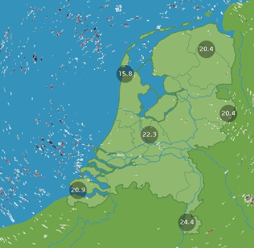 Zeeclutter op neerslagradar. ©KNMI