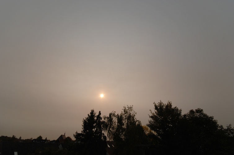 Rook afkomstig van bosbranden in Portugal en Spanje dimde het zonlicht op 17 oktober waardoor de temperatuur enkele graden lager uitviel  ©Peter Paul Hattinga Verschure