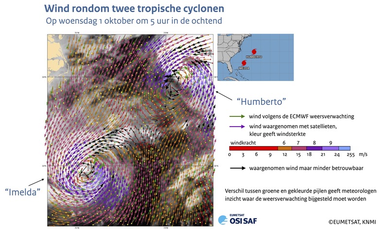 Beeld van beide orkanen