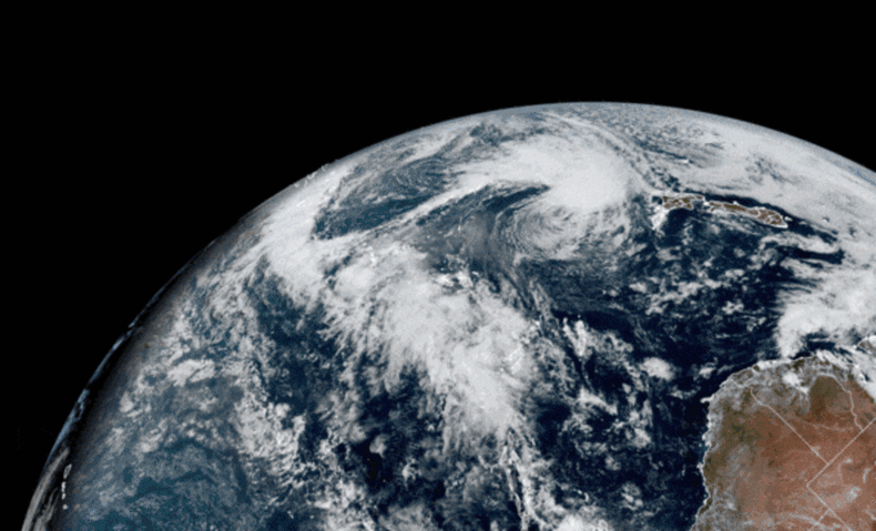 Animatie van satellietopnames van de uitbarsting van de Hunga Tonga vulkaan