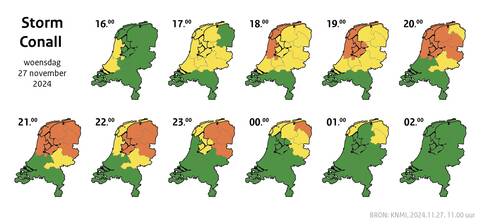 Overzicht wanneer code oranje geldt in welke provincie