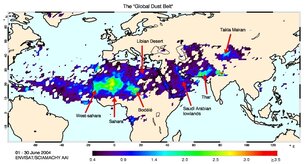 'The Global Dust Belt'. SCIAMACHY metingen in juni 2004