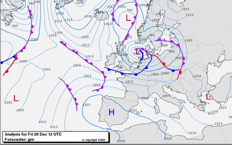 Weerkaart van 28 december 2001