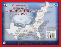 Hurricanes aan land in VS 1950-2004 (bron: NOAA)