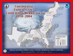 Hurricanes aan land in VS 1950-2004 (bron: NOAA)