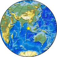 Wereldkaart met het epicentrum van aardbeving.
