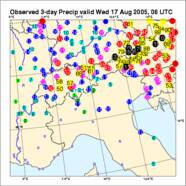 Neerslag Alpengebied 20-22 augustus 2005