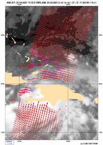 Windmetingen Gustav met scatterometer