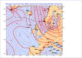 kaart met in 24 uur (van 04/12 - 05/12) diepte de depressie met 41 hPa uit. Het criterium voor rapid cyclogenesis (snelle depressievorming) is 24 hPa per 24 uur is. Daar voldeed deze depressie dus ruimschoots aan 