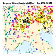 Neerslagkaartje Alpengebied 48 uur
