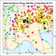 Neerslagkaartje Alpengebied 48 uur