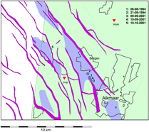 Lokatie van de aardbevingen bij Alkmaar en Bergen aan Zee.