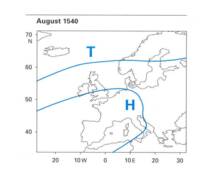 Weerkaart augustus 1540