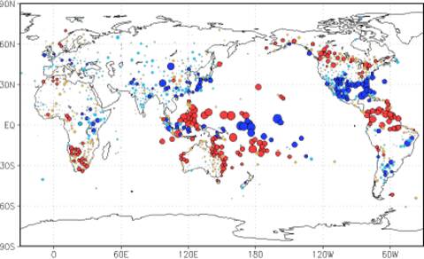 Effecten van El Niño op de neerslag in de wereld in december tot februari (bron: KNMI)