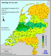 Voorlopige regenhoeveelheden 26 augustus (Bron: KNMI)