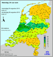 Voorlopige regenhoeveelheden 26 augustus (Bron: KNMI)