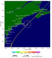 Verwachte trekrichting hurricane Earl (Bron: Naval Maritime Forecast Centre)