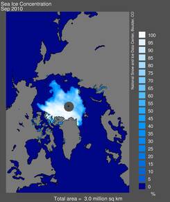 IJsbedekking Noordpool september 2010