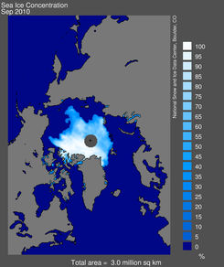 IJsbedekking Noordpool september 2010