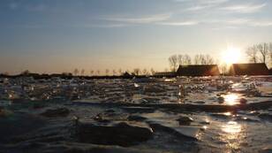 Tegen het einde van de gebroken winter van '11 lag op ondiepe plassen soms nog flink wat ijs maar schaatsen kon vrijwel alleen op de eerste dagen van de winter (foto: Jannes Wiersema)