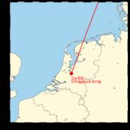 De richting waar vanuit het infrageluid gekomen is, zoals gemeten door het infrageluid array in De Bilt (Bron: KNMI)