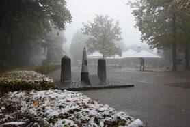 Eerste sneeuw van dit seizoen op Vaalserberg Drielandenpunt op 14 oktober 2015. Foto Hans Janssen L1 / Meteo Limburg