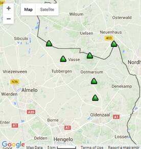 Het seismisch meetnet in Twente © KNMI