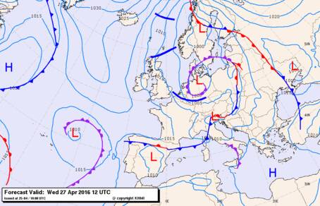 De koude poollucht wordt rechtstreeks vanuit het hoge noorden aangevoerd ©KNMI