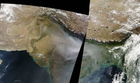 Satellietopname in zichtbaar licht van India op 8 november 2016 ©NASA EOSDIS Worldview VIIRS