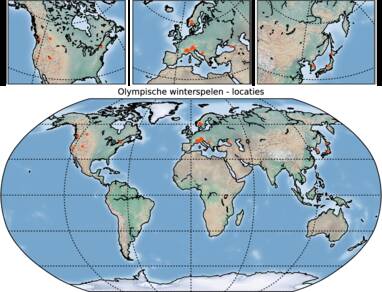 Figuur 1: Gaststeden van de 25 Olympische Winterspelen