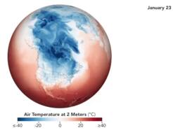 Animatie van de temperatuur tijdens de koudegolf van eind januari 2019.