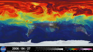 CO2 verdeling in de atmosfeer in april 2006