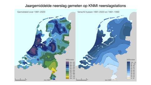 Gemiddelde neerslag in Nederland