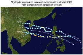 Vijf tropische stormen teisteren Vietnam in een periode van een paar weken in oktober 2020
