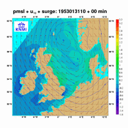 Animatie van de wateropzet tijdens de watersnoodramp van 1953