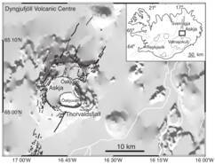 Kaart van de ligging van Askja in IJsland.