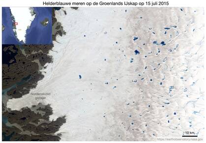 foto van smeltwatermeren op de Groenlandse IJskap