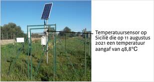 Foto van het meetstation bij Syracuse op Sicilië van de regionale weerdienst SIAS (Sevizio Informativo Agrometeorologico Siciliano) waar het temperatuurextreem gemeten is. 