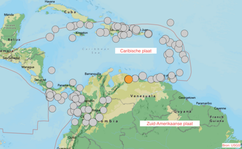 Aardbevingen rond Venezuela met een magnitude 6,5 