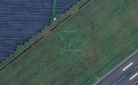 Luchtfoto van oude en nieuwe situatie